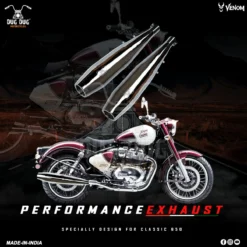 Dug Dug Venom Performance Exhaust for Royal Enfield Classic 650 SS-304 Loud Thump Rust-Free with Heat Shield & dB Killer