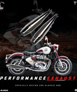 Dug Dug Venom Performance Exhaust for Royal Enfield Classic 650 SS-304 Loud Thump Rust-Free with Heat Shield & dB Killer