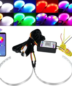 Dug Dug RGB LED Strip Light DRL for Car Motorcycle Headlights Wheels and Horns iOS Android APP Bluetooth Control 2Pc