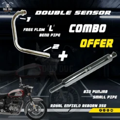 L Shape Bend Pipe with Double Sensor & Bada Punjab Exhaust for Reborn Classic 350