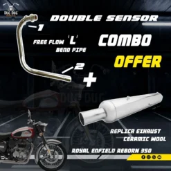 L Shape Bend Pipe Free Flow with Double Sensor & Replica Exhaust for Reborn Classic 350