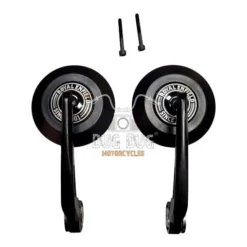 Bar End Mirror Round Since 1901 for Royal Enfield All Models - Black (1)