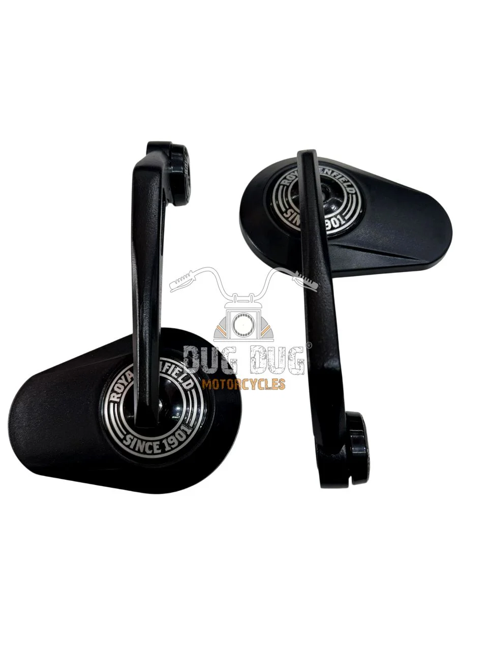 Bar End Mirror Round Since 1901 for Royal Enfield All Models - Black (2)