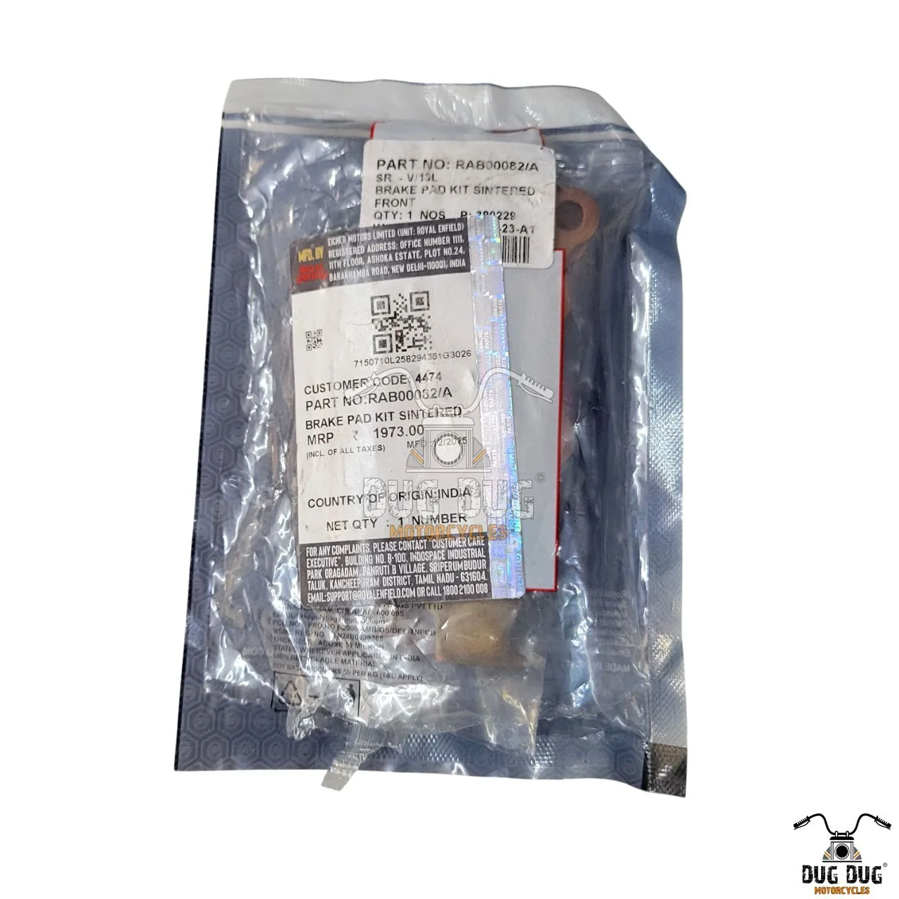 Royal Enfield RAB00082A Front Brake Pads for Interceptor 650 & Continental GT 650 Genuine OEM Brake Pad Set (1) Royal Enfield RAB00082A Front Brake Pads for Interceptor 650 & Continental GT 650 Genuine OEM Brake Pad Set (1)