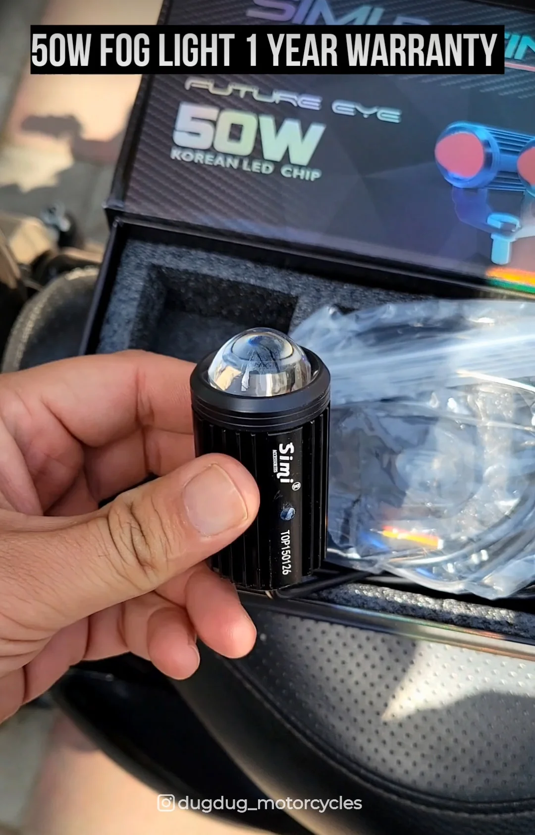 SIMI Racing 50W Korean Chip LED Fog Light with Devil Eye DRL White & Yellow Flashing Universal Motorcycle & Car Auxiliary Light Switch Included (1)