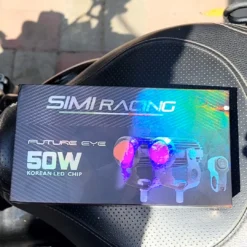 SIMI Racing 50W Korean Chip LED Fog Light with Devil Eye DRL | White & Yellow Flashing | Universal Motorcycle & Car Auxiliary Light | Switch Included