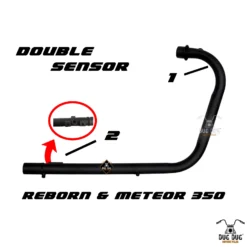 Meteor 350 Black L Bend Pipe Double Sensor exhaust pipe