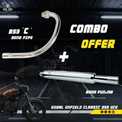 BS3 BS4 C Bend Pipe and Bada Punjab Combo for Royal Enfield Classic 350 and Standard 350