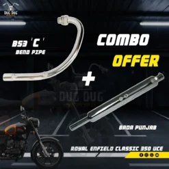 BS3 BS4 C Bend Pipe and Big Punjab Combo for Royal Enfield Classic 350 and Standard 350