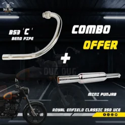 BS3 BS4 C Bend Pipe and Chota Punjab Combo for Royal Enfield Classic 350 and Standard 350