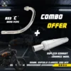 BS3 BS4 C Bend Pipe and Replica Exhaust Ceramic Wool Combo for Royal Enfield Classic 350 and Standard 350