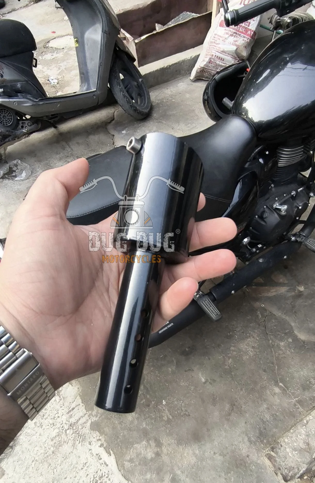 Mini Dolphin Mild Steel Exhaust installed on Royal Enfield Classic Reborn 350