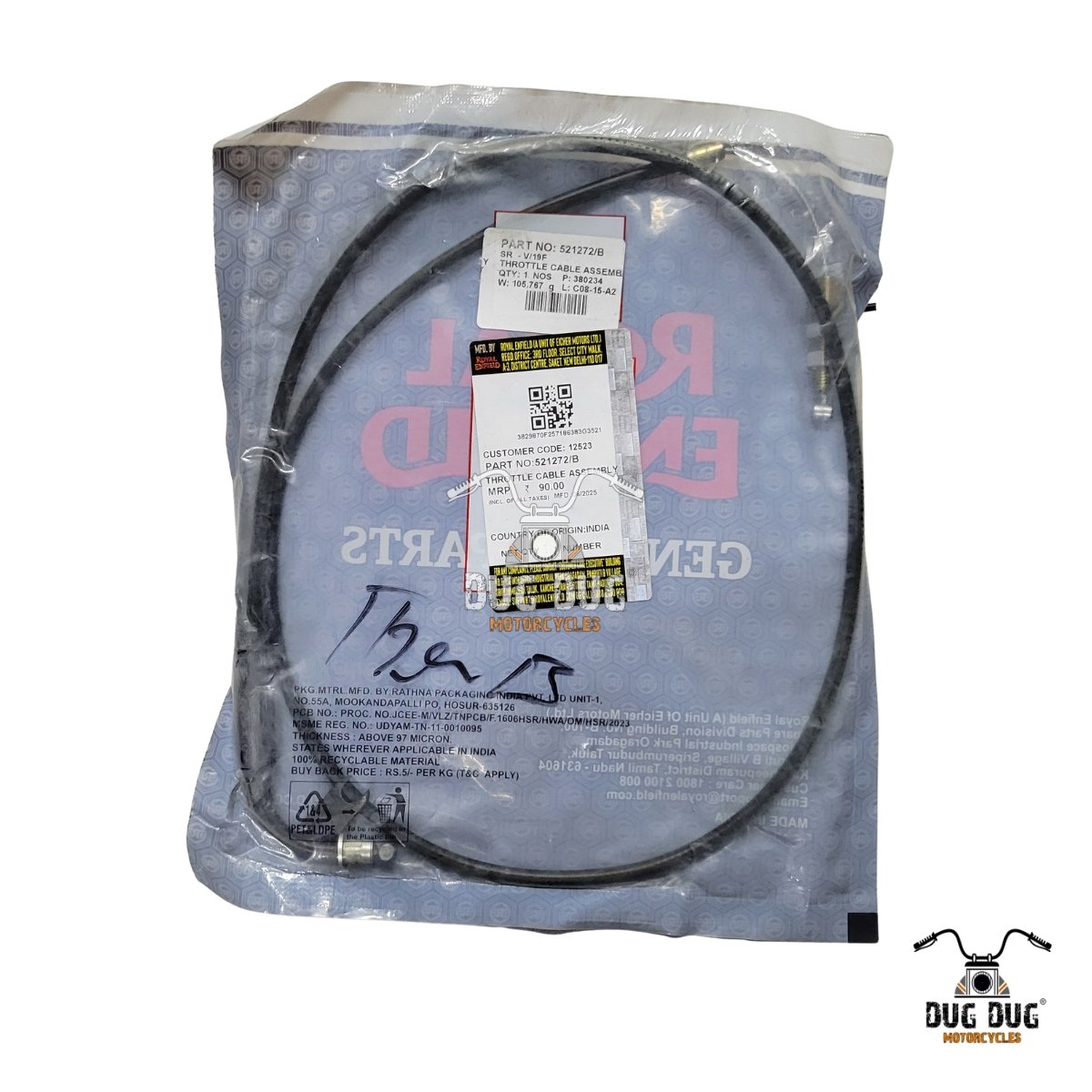royal enfield 521272b throttle cable assembly thunderbird