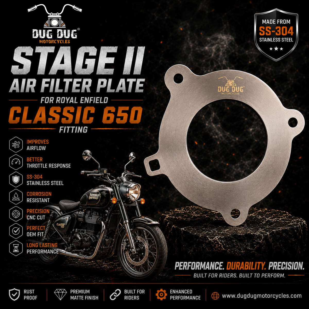 stage 2 Air Filter Plate for Classic 650