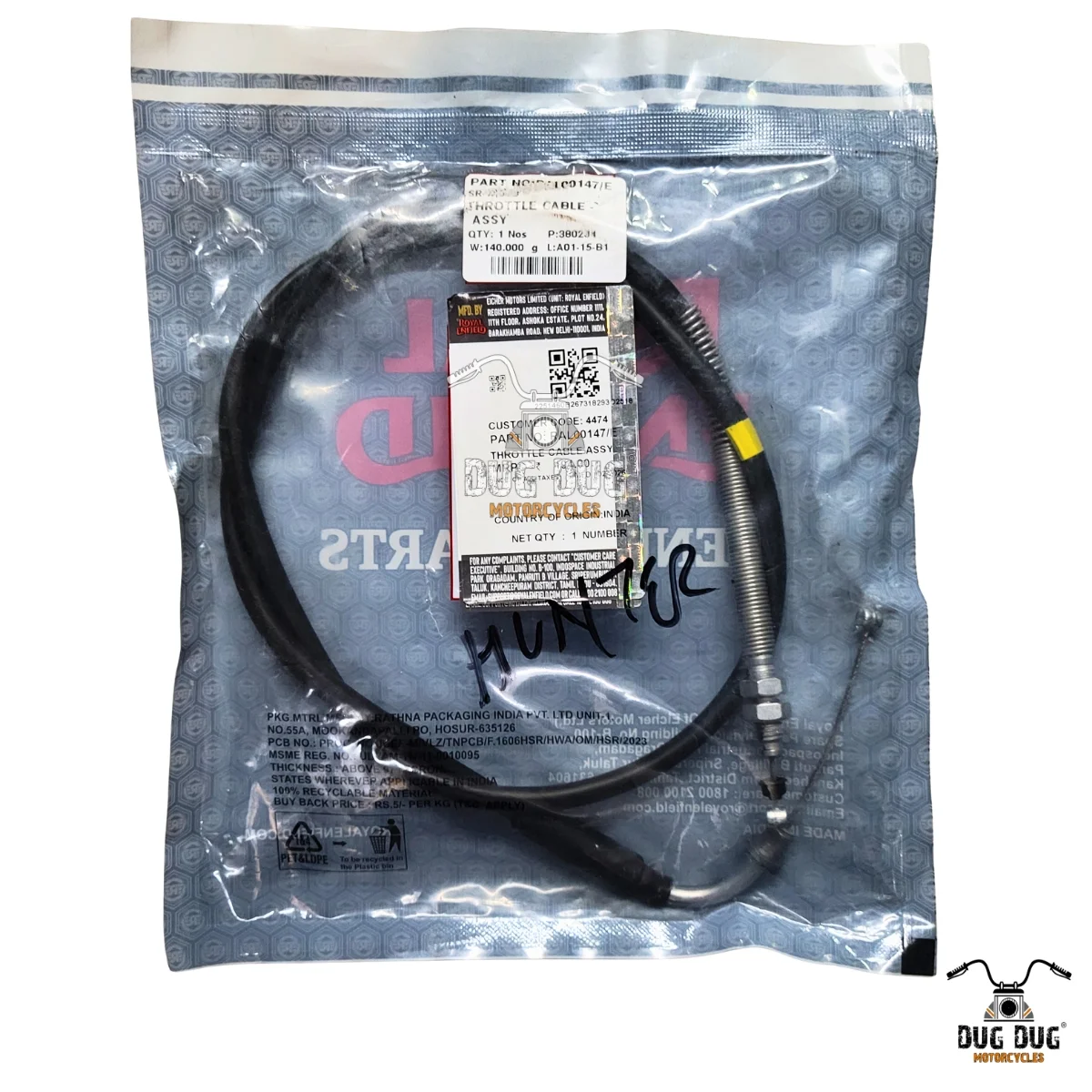 Royal Enfield throttle cable assembly Hunter 350
