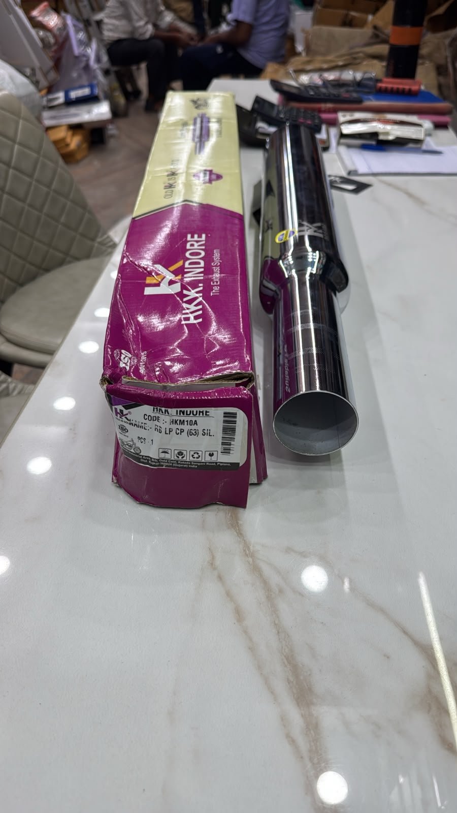HKK 63mm Long Punjab Exhaust for Royal Enfield Battalion Black J-Series - Image 2