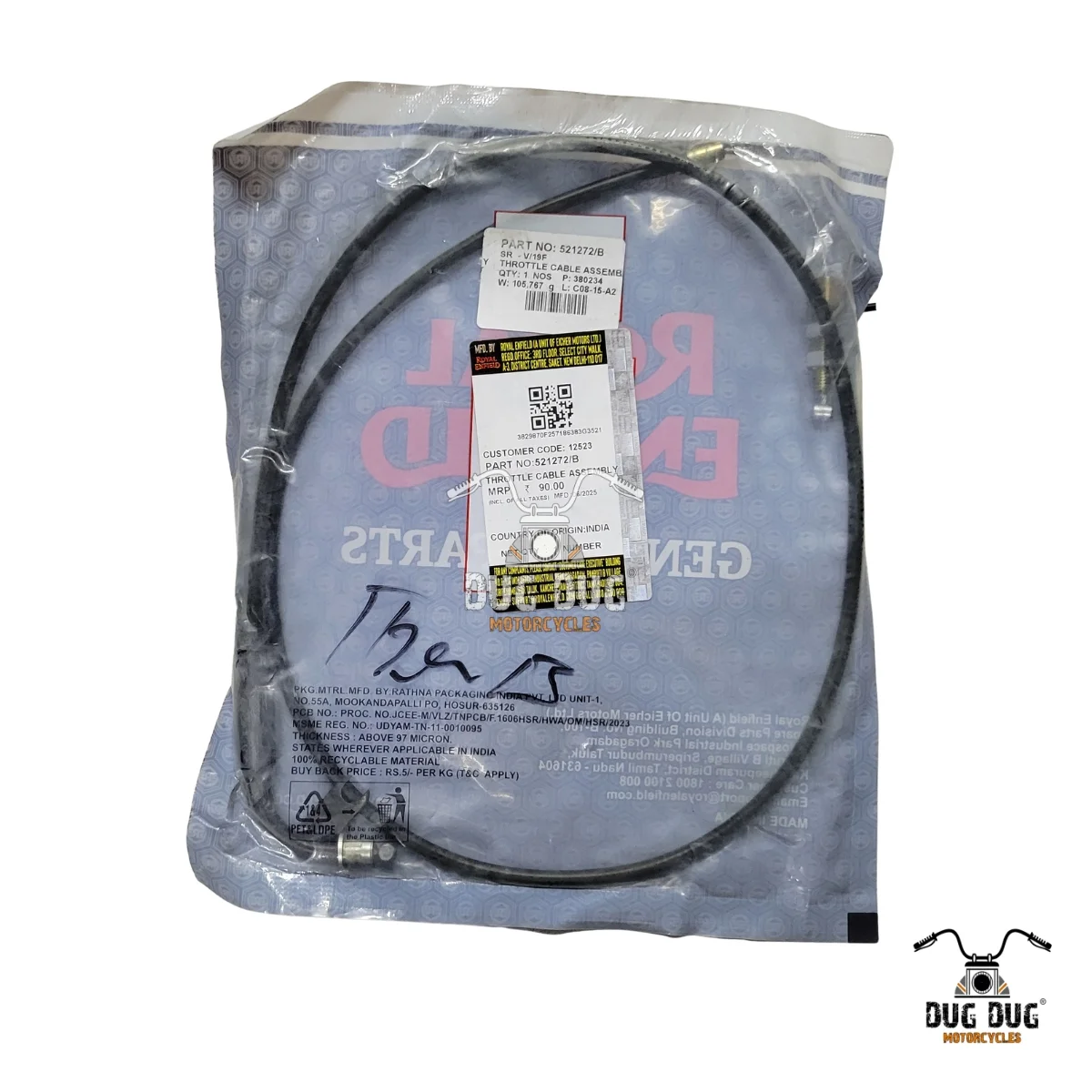 royal enfield 521272b throttle cable assembly thunderbird