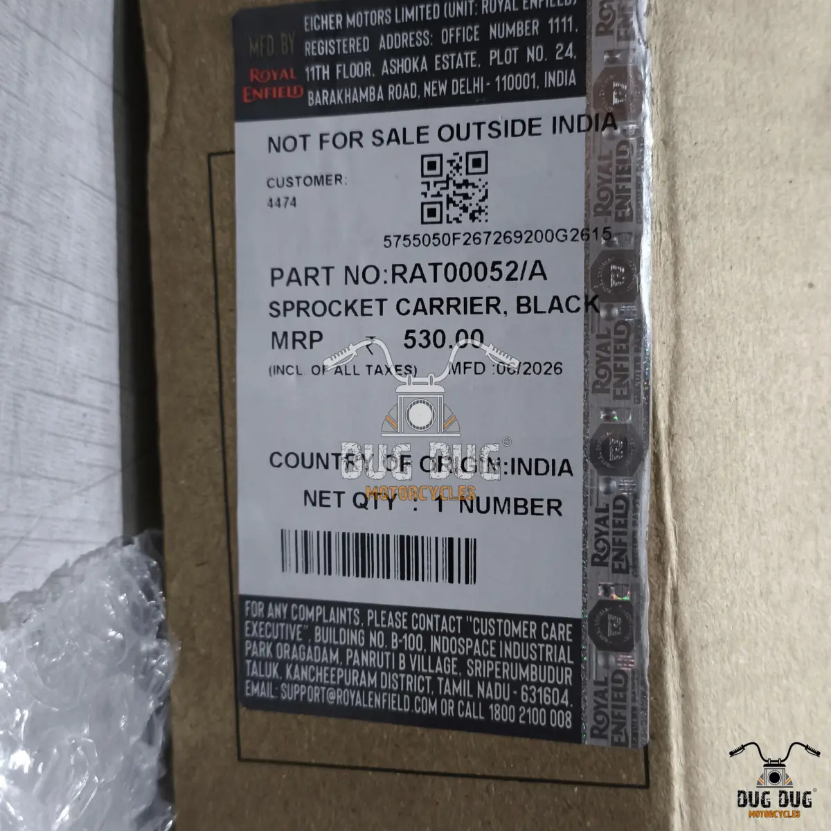 Royal Enfield RAT00052A Sprocket Carrier GT 650 Packaging