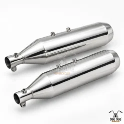 Pair of Astral Polish Exhaust Silencers for Royal Enfield Super Meteor 650
