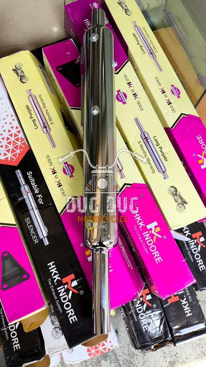 HKK Long Punjab Silencer fitted on compatible Bullet Standard 350