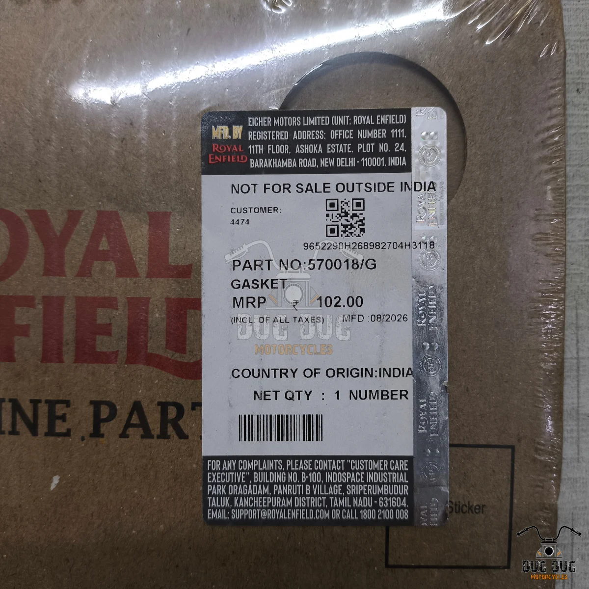 Royal Enfield Cylinder Gasket for Classic 350 part number 570018/G