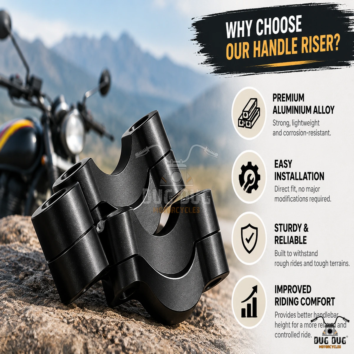 Royal Enfield Guerrilla 450 Handlebar Riser Benefits and Features